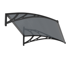 Copertină PREMIUM de ușă 120x120cm marchiză adăpost acoperiș -  brațe negre - placă 6mm întreagă antracit