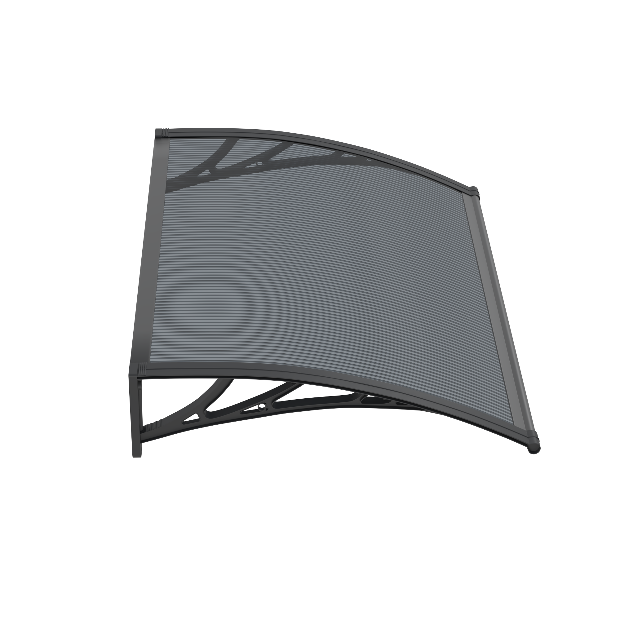 Copertină PREMIUM de ușă 100x80cm / marchiză / adăpost / acoperiș -  brațe negre - placă 6mm întreagă antracit