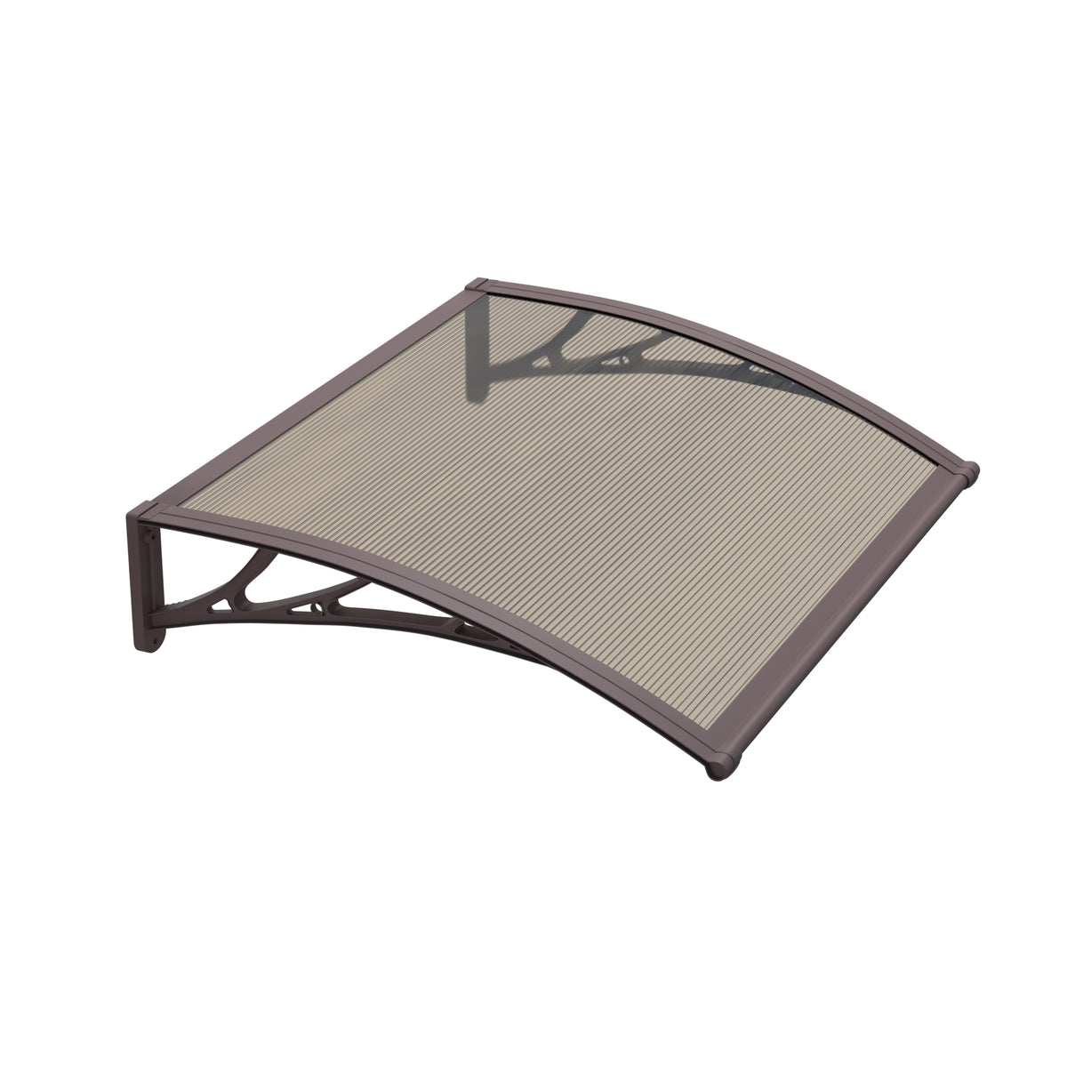 Copertină PREMIUM de ușă 80x80cm / marchiză / adăpost / acoperiș -  brațe maro - placă 6mm întreagă bronz
