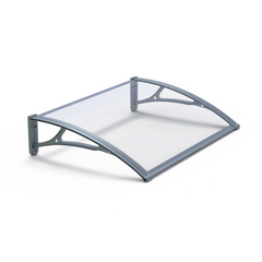 Copertină PRO Alu+Plexiglas de ușă 100x120cm marchiză adăpost acoperiș gri-transparent