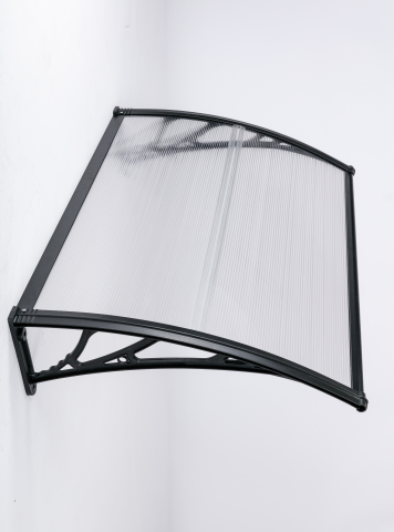 MAPROFI Copertină de ușă 120x120cm marchiză adăpost acoperiș negru-transparent exterior