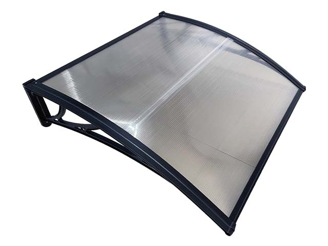 Copertină ECO de ușă 100x80cm marchiză adăpost acoperiș negru transparent