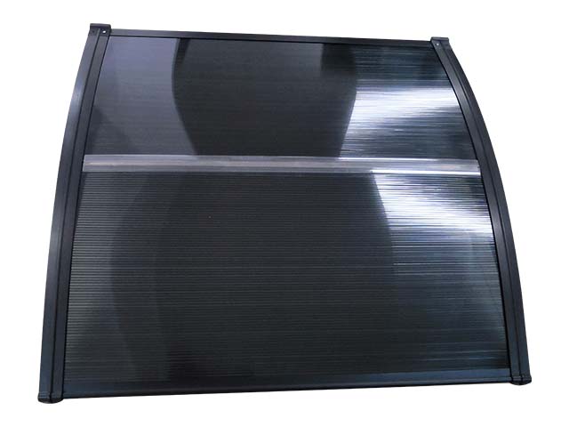 Copertină PREMIUM de ușă 100x60cm / marchiză / adăpost / acoperiș -  brațe negre - placă 6mm întreagă antracit
