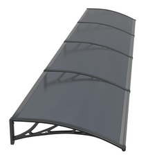 Copertină PREMIUM de ușă 360x150cm marchiză adăpost acoperiș -  brațe negre - placă 6mm întreagă antracit