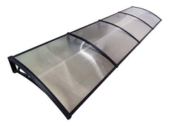 MAPROFI Copertină de ușă 400x100cm marchiză adăpost acoperiș negru-transparent exterior