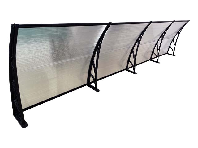 MAPROFI Copertină de ușă 400x100cm marchiză adăpost acoperiș negru-transparent exterior