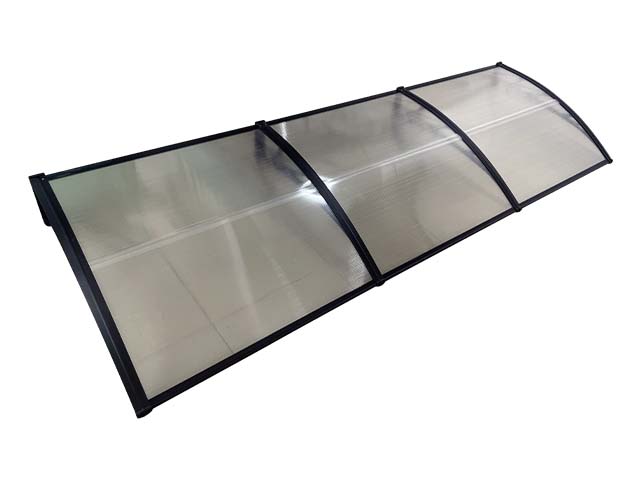 MAPROFI Copertină de ușă 300x100cm marchiză adăpost acoperiș negru-transparent exterior