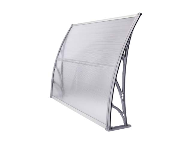 MAPROFI Copertină de ușă 120x120cm marchiză adăpost acoperiș gri-transparent exterior