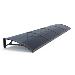 MAPROFI Copertină PRO Alu+Plexiglas de ușă 400x150cm marchiză adăpost acoperiș negru-antracit