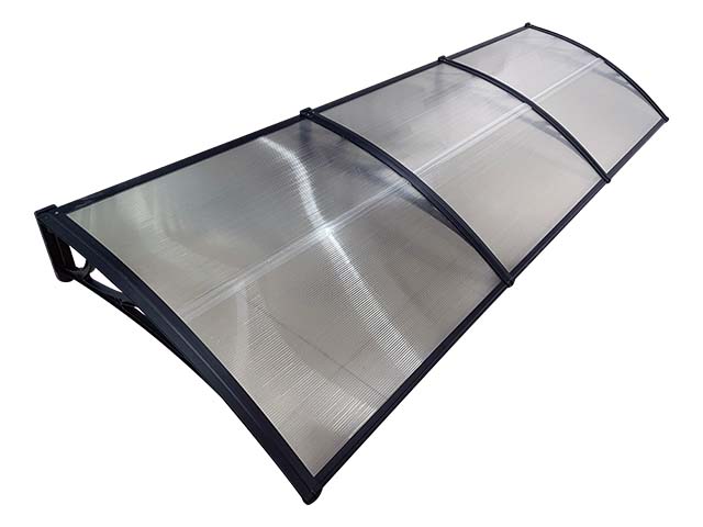 MAPROFI Copertină de ușă 300x60cm marchiză adăpost acoperiș negru-transparent