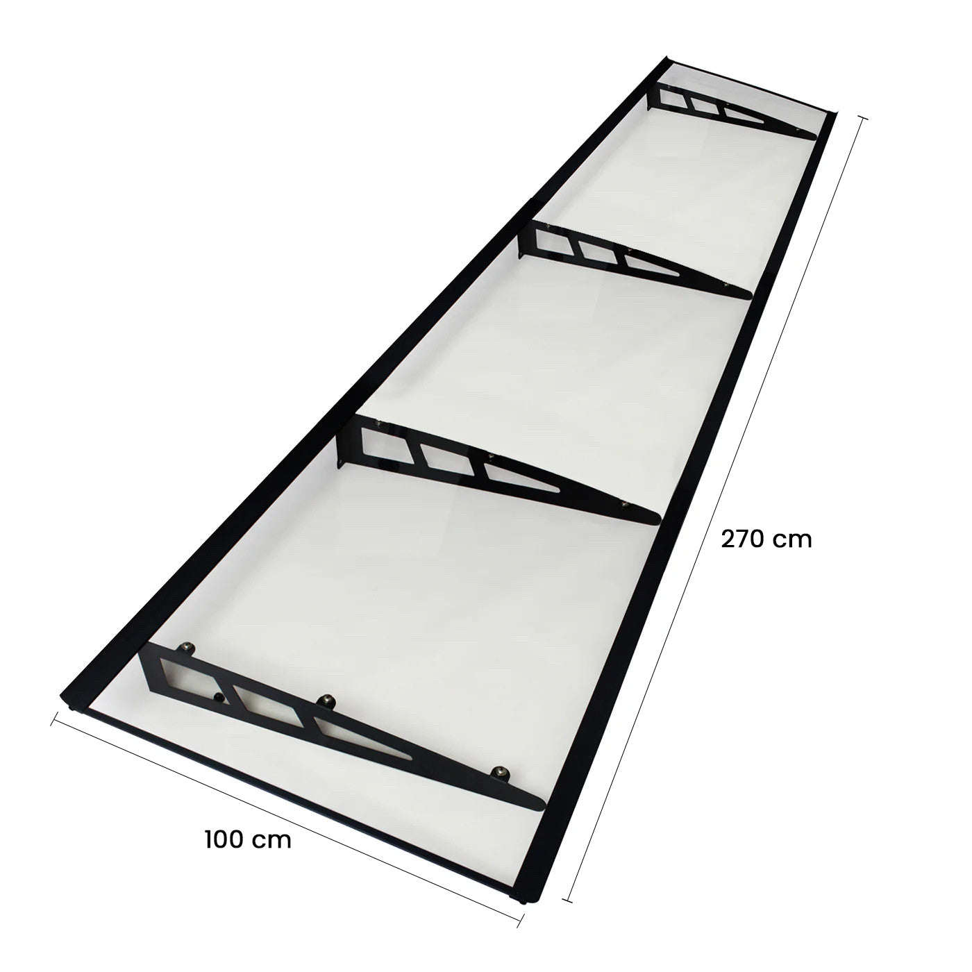 Copertină VIVIEN PRO 270x100 cm din aluminiu și plexiglas – Negru/Transparent – imagine 2