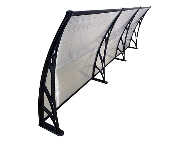 MAPROFI Copertină de ușă 300x60cm marchiză adăpost acoperiș negru-transparent