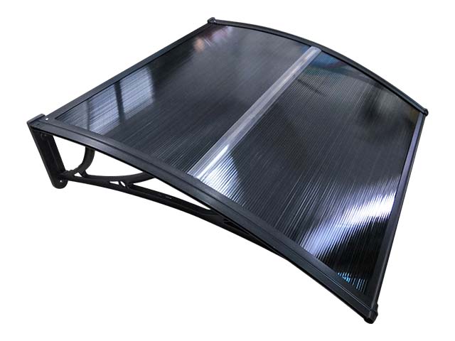 Copertină PREMIUM de ușă 100x60cm / marchiză / adăpost / acoperiș -  brațe negre - placă 6mm întreagă antracit