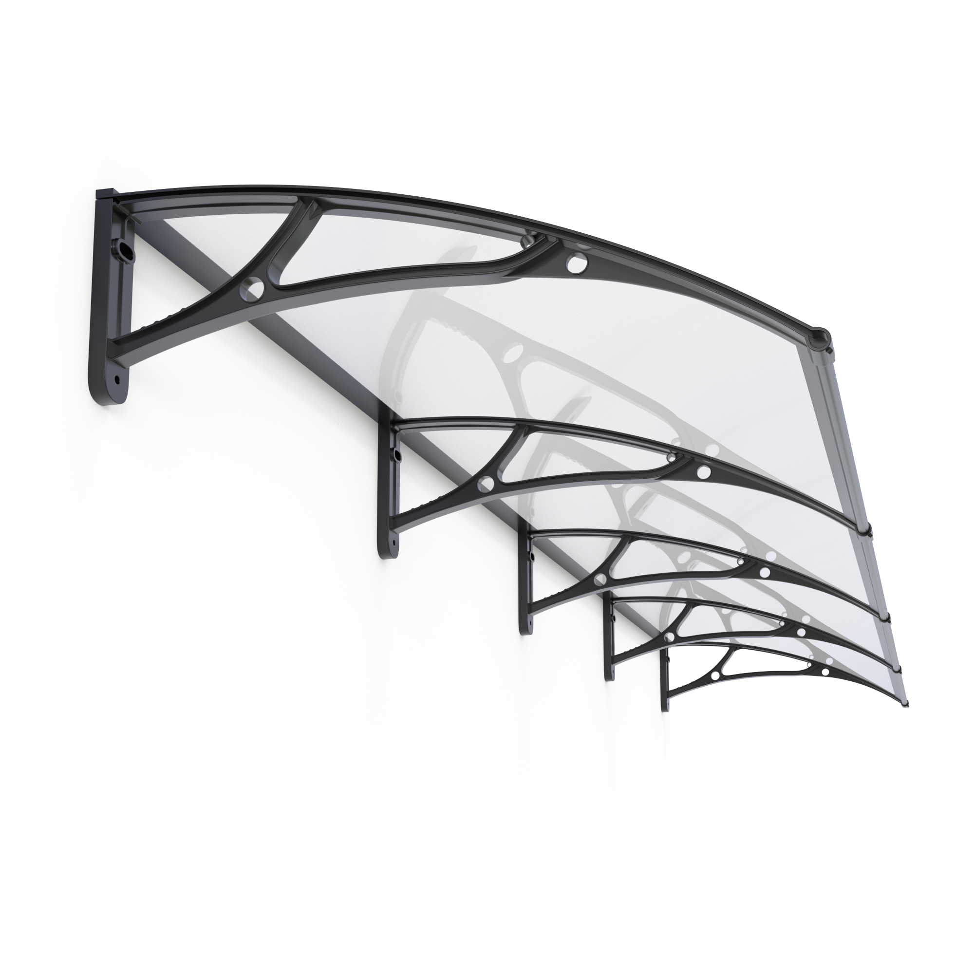 Copertină PRO Alu+Plexiglas de ușă 400x80cm marchiză adăpost acoperiș negru-transparent (Copy)