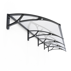Copertină PRO Alu+Plexiglas de ușă 400x80cm marchiză adăpost acoperiș negru-transparent (Copy)