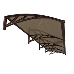 Copertină PREMIUM de ușă 360x120cm / marchiză / adăpost / acoperiș -  brațe maro - placă 6mm întreagă bronz