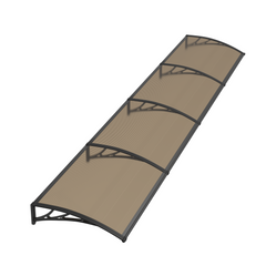 Copertină PREMIUM de ușă 360x150cm marchiză adăpost acoperiș -  brațe negre - placă 6mm întreagă bronz