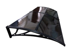 Copertină de ușă 200x100cm marchiză adăpost acoperiș negru-bronz exterior