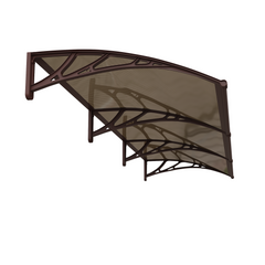 Copertină PREMIUM de ușă 300x100cm / marchiză / adăpost / acoperiș -  brațe maro - placă 6mm întreagă bronz