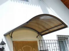 Copertină ARCADA PRO Alu cu jgheab + Policarbonat de ușă 160x120cm marchiză adăpost acoperiș maro-bronz