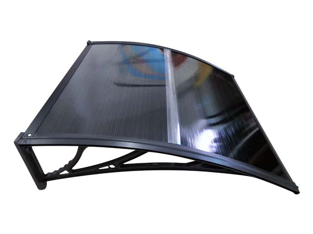 Copertină PREMIUM de ușă 100x60cm / marchiză / adăpost / acoperiș -  brațe negre - placă 6mm întreagă antracit