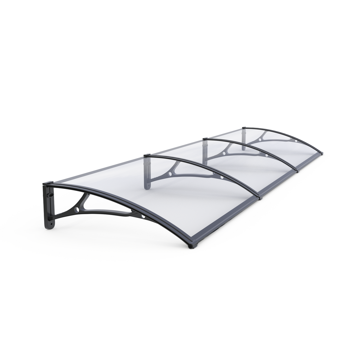 Copertină PRO Alu+Plexiglas de ușă 300x150cm marchiză adăpost acoperiș negru-transparent