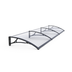 Copertină PRO Alu+Plexiglas de ușă 300x150cm marchiză adăpost acoperiș negru-transparent