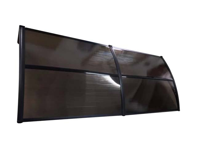 Copertină de ușă 240x100cm marchiză adăpost acoperiș negru-bronz exterior