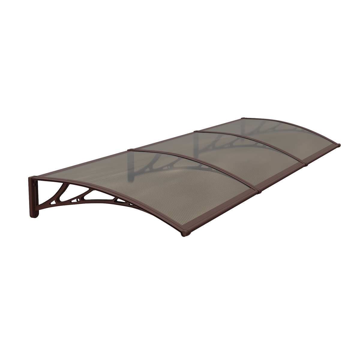Copertină PREMIUM de ușă 240x150cm / marchiză / adăpost / acoperiș -  brațe maro - placă 6mm întreagă bronz