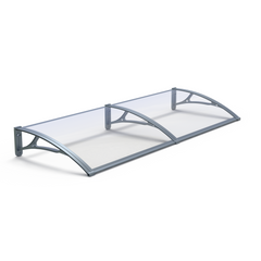 MAPROFI Copertină PRO Alu+Plexiglas de ușă 150x150cm marchiză adăpost acoperiș gri-transparent