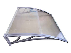 Copertină ECO de ușă 100x100cm marchiză adăpost acoperiș gri-transparent