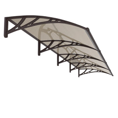 Copertină PREMIUM de ușă 400x80cm / marchiză / adăpost / acoperiș -  brațe maro - placă 6mm întreagă bronz