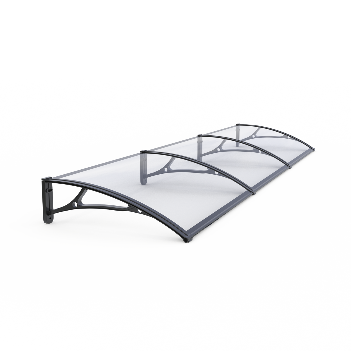 Copertină PRO Alu+Plexiglas de ușă 300x80cm marchiză adăpost acoperiș negru-transparent