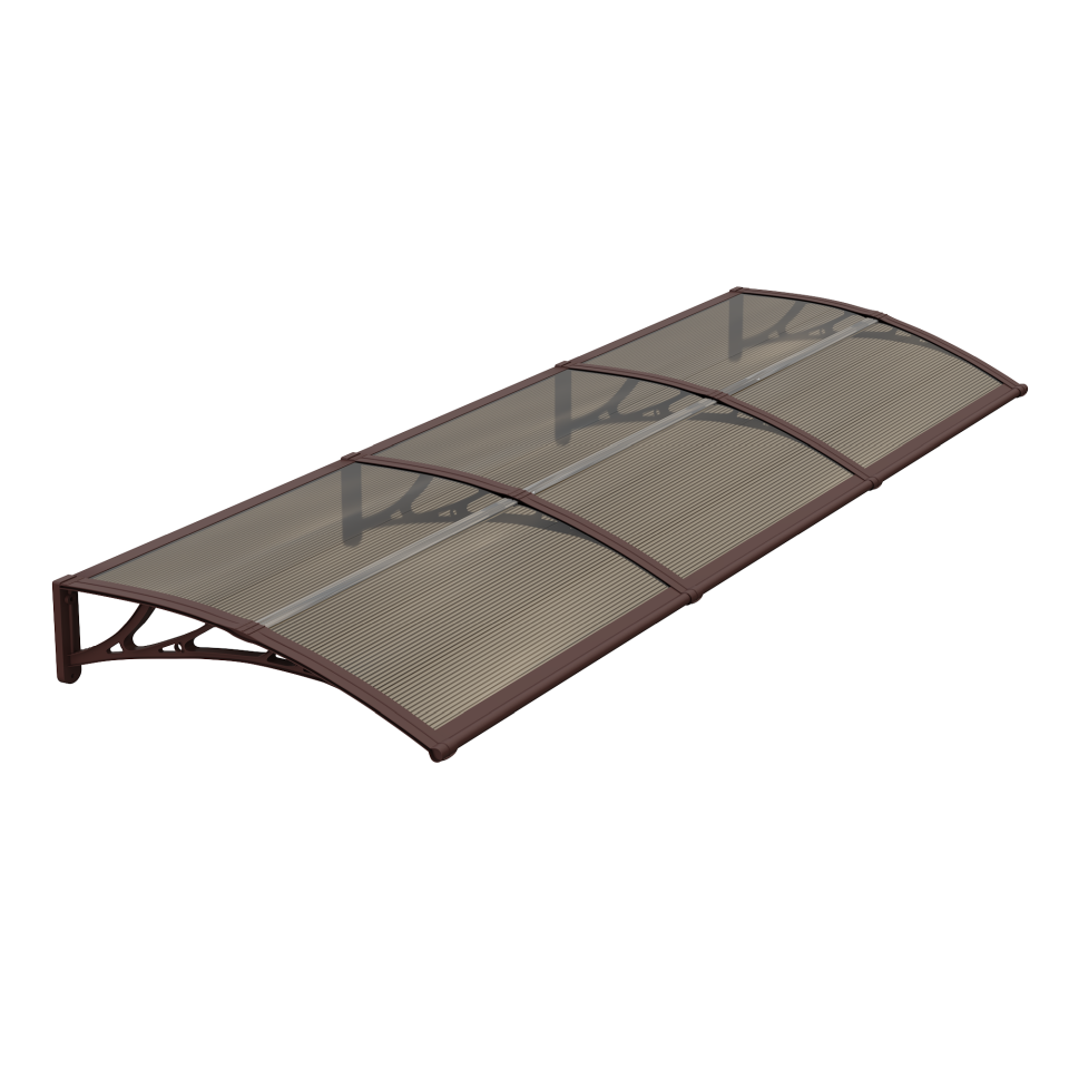 Copertină ECO de ușă 360×80cm marchiză adăpost acoperiș maro-bronz