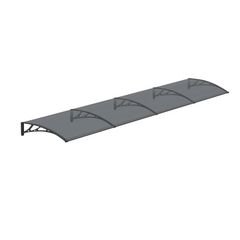 Copertină PREMIUM de ușă 360x150cm marchiză adăpost acoperiș -  brațe negre - placă 6mm întreagă antracit