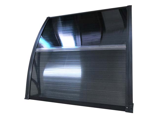 Copertină PREMIUM de ușă 100x60cm / marchiză / adăpost / acoperiș -  brațe negre - placă 6mm întreagă antracit