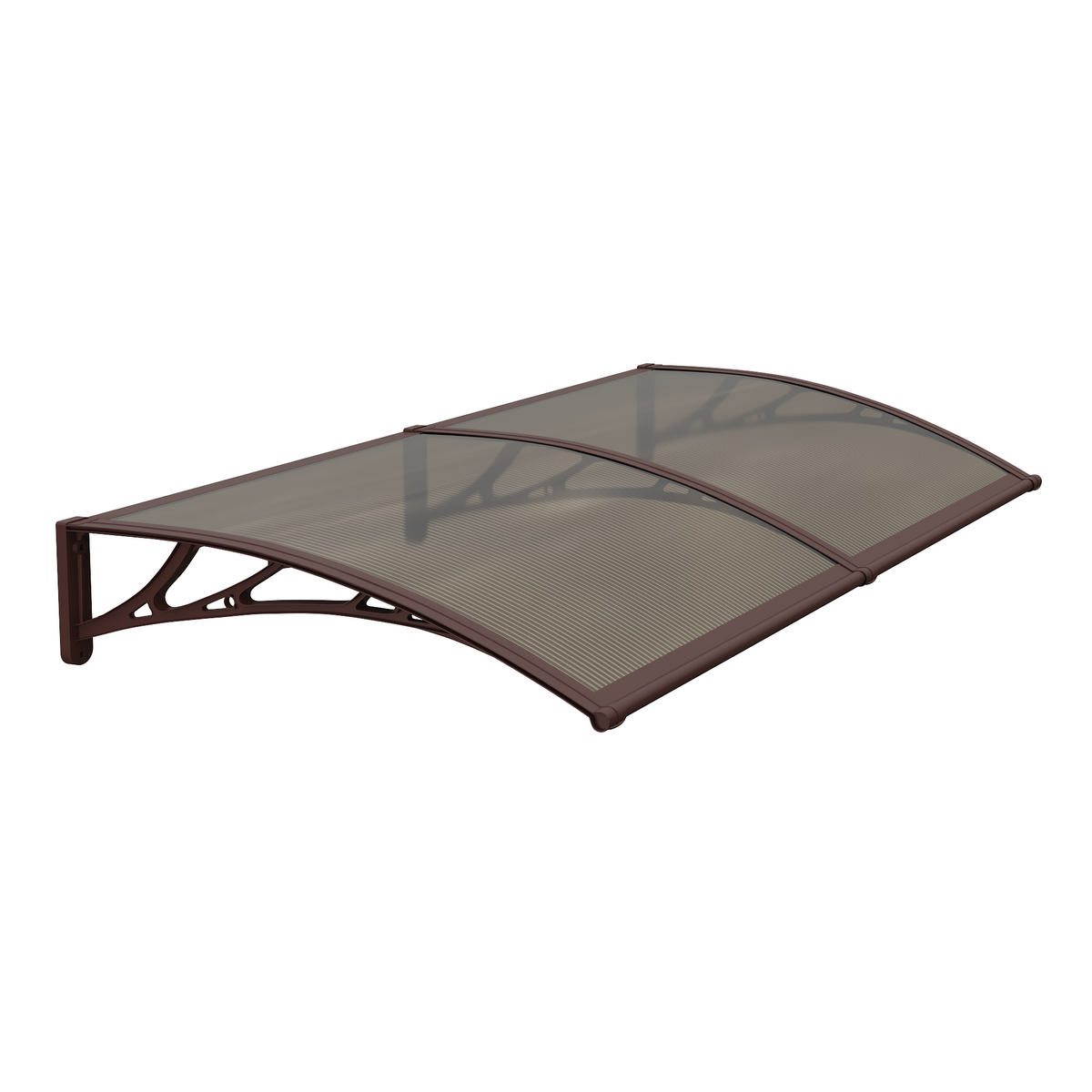 Copertină PREMIUM de ușă 200x120cm marchiză adăpost acoperiș -  brațe maro - placă 6mm întreagă bronz