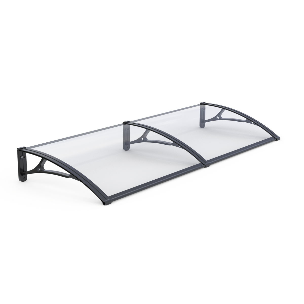 Copertină PRO Alu+Plexiglas de ușă 240x80cm marchiză adăpost acoperiș negru-transparent