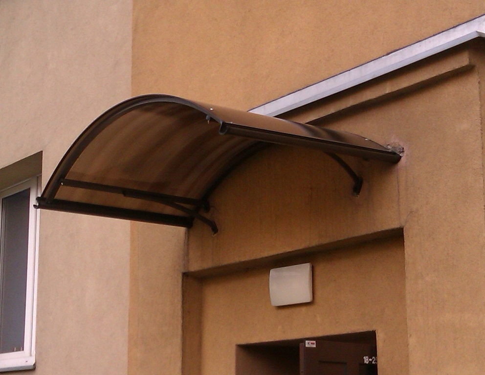 Copertină ARCADA PRO Alu cu jgheab + Policarbonat de ușă 160x120cm marchiză adăpost acoperiș maro-bronz