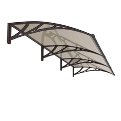 Copertină PREMIUM de ușă 240x150cm / marchiză / adăpost / acoperiș -  brațe maro - placă 6mm întreagă bronz