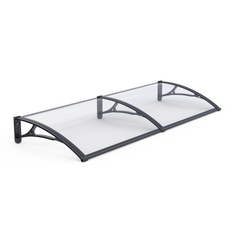 Copertină PRO Alu+Plexiglas de ușă 200x80cm marchiză adăpost acoperiș negru-transparent