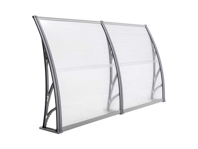 MAPROFI Copertină de ușă 240x100cm marchiză adăpost acoperiș gri-transparent exterior