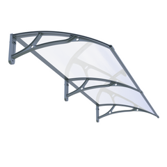 MAPROFI Copertină PRO Alu+Plexiglas de ușă 150x150cm marchiză adăpost acoperiș gri-transparent