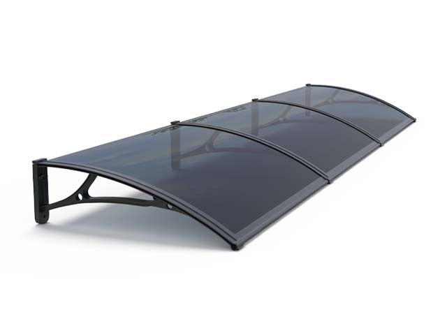MAPROFI Copertină PRO Alu+Plexiglas de ușă 360x120cm marchiză adăpost acoperiș negru-antracit