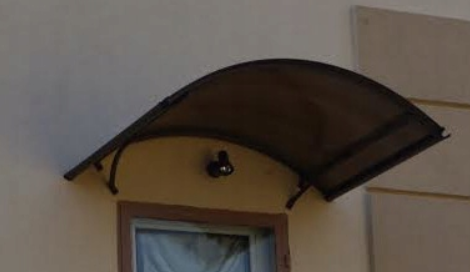 Copertină ARCADA PRO Alu cu jgheab + Policarbonat de ușă 160x120cm marchiză adăpost acoperiș maro-bronz