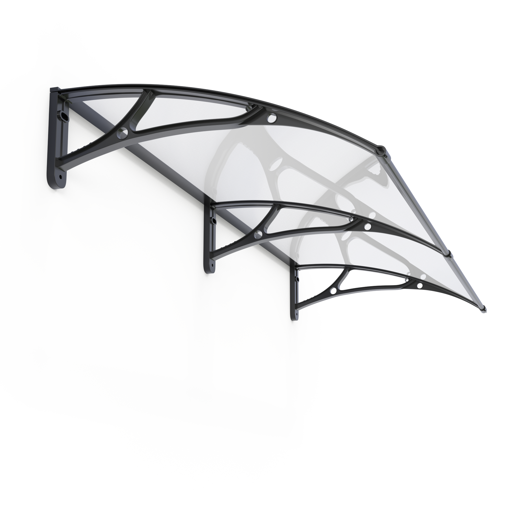Copertină PRO Alu+Plexiglas de ușă 200x80cm marchiză adăpost acoperiș negru-transparent