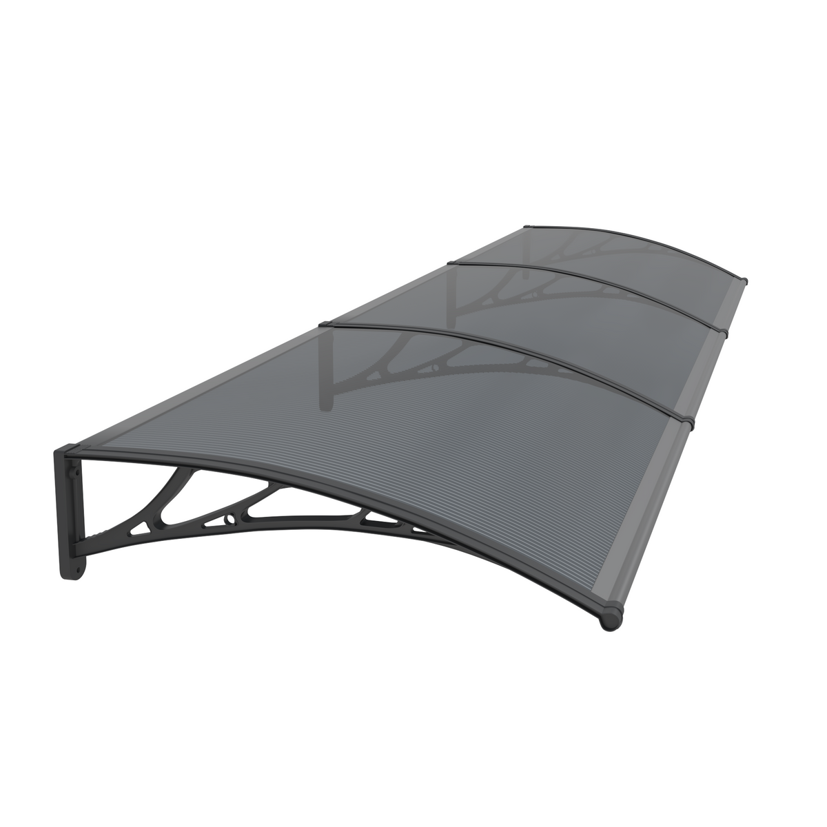 Copertină PREMIUM de ușă 240x150cm marchiză adăpost acoperiș -  brațe negre - placă 6mm întreagă antracit