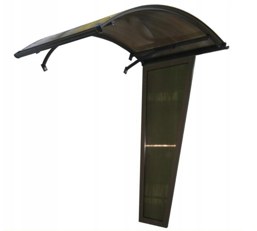 Copertină ARCADA PRO Alu cu jgheab + Policarbonat de ușă 160x120cm marchiză adăpost acoperiș maro-bronz