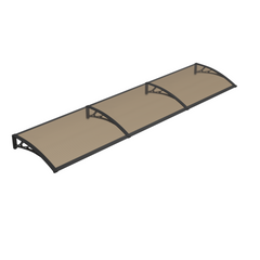 Copertină PREMIUM de ușă 300x100cm / marchiză / adăpost / acoperiș -  brațe negre - placă 6mm întreagă bronz