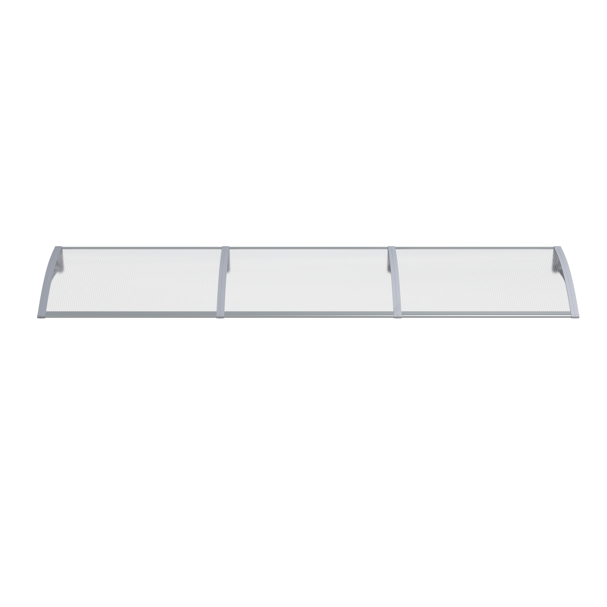 Copertină PREMIUM de ușă 240x150cm marchiză adăpost acoperiș -  brațe gri - placă 6mm întreagă transparent
